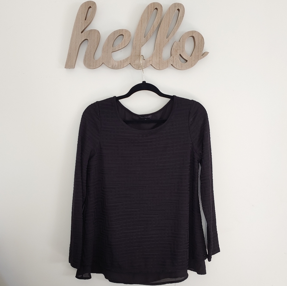 The Limited Black Split Back Textured Blouse (S)